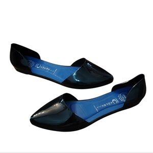 Jeffrey Campbell Havana Jelly Black D'Orsay Flats Slip Ons Size 7